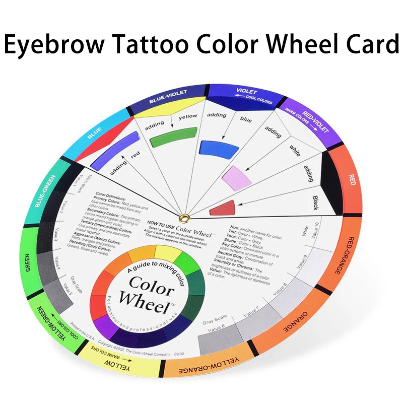 

12 Colors Tattoo Paper Card Wheel Professional Color Wheel Card for Eyebrow Lip and Eyeline Microblading Tattoos Design Nails