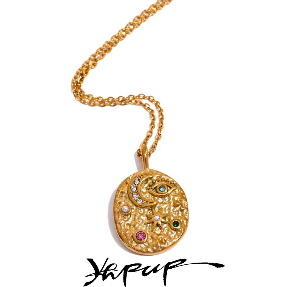 Yhpup Necklace Stainless Steel Gold Color Mysterious Women Jewelry