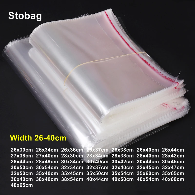 Stobag 100pcs Cellophane Selfadhesive Bag Plastic Opp Transparent Big