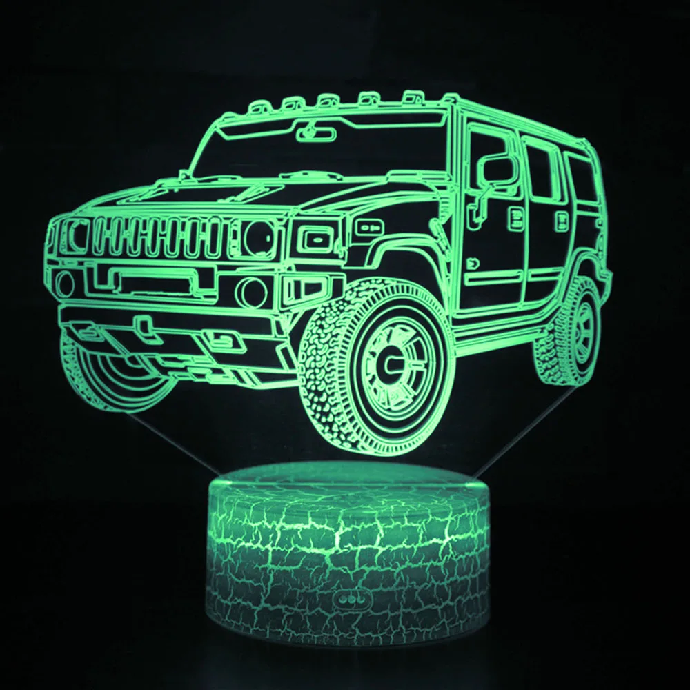 7 цветов Сенсорное 3D новое освещение иллюзия Светодиодная лампа Hummer