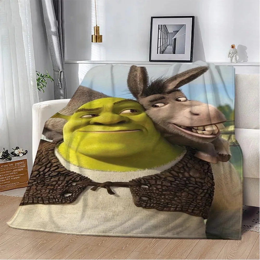Hand Knitted Blanket Microfiber Blanket Thickened Blanket Flannel Throw Blanket Shreks Anime Blanket King Size Thick Blankets Winter Knitted Plaid Beach Towel Home Interior Microfiber Bedding Bed Throw