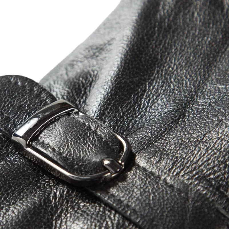 Genuine Leather Riding Gloves for Women, Wool Mittens, Thick Fur Gloves, Double Color, Soft, Fashion, Autumn, Winter
