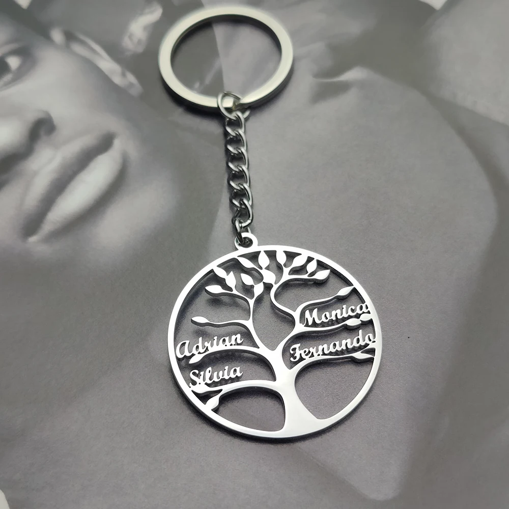 Personalized Tree Of Life Keychain Custom Name Keyring Llavero Arbol De La Vida Mothers Day Gift Llaveros Para Mujer Family