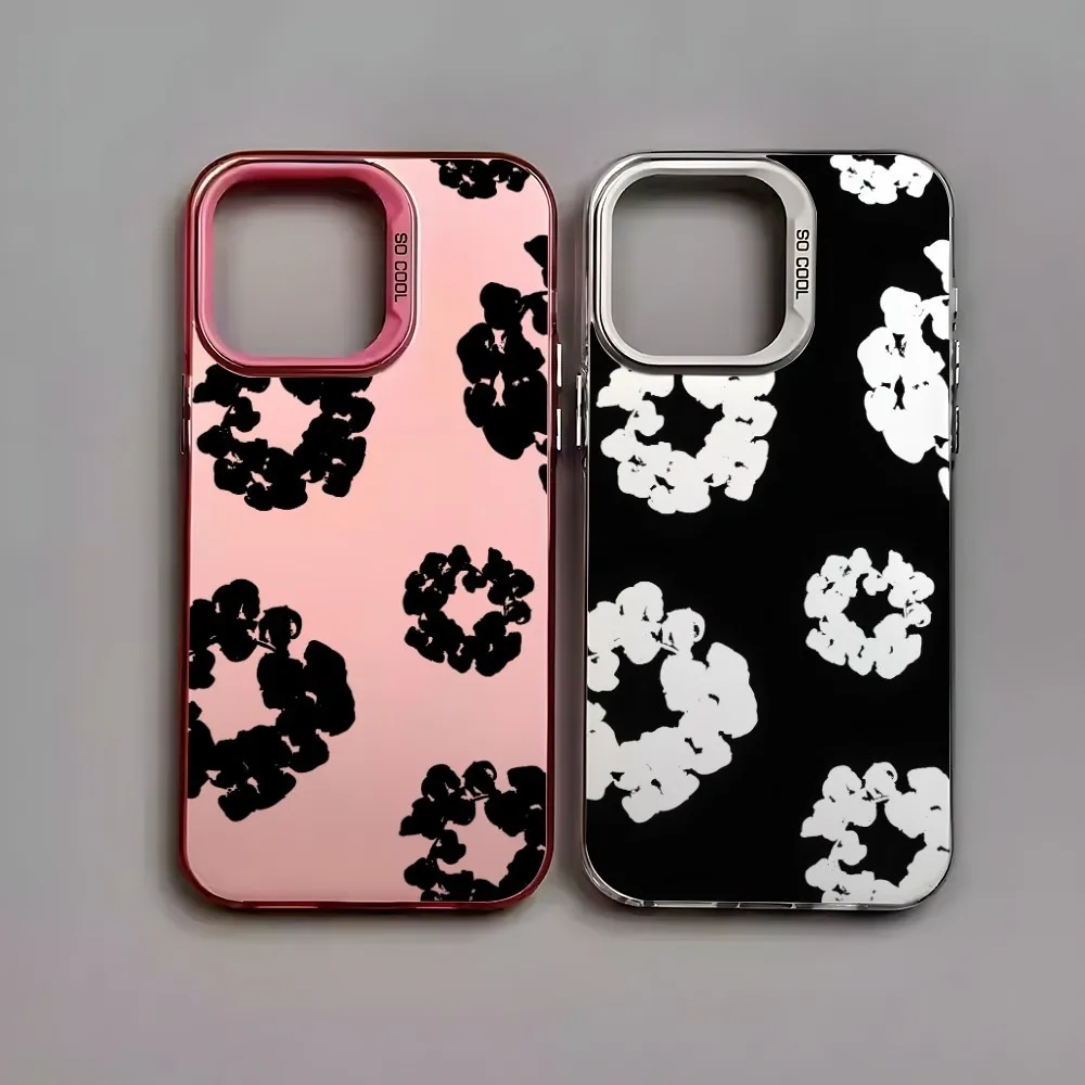 Black Flower Luxury D-Denims T-Tears Phone Case For iPhone 16 15 14 13 12 11 mini Pro Max X XR 8 Plus Anti Fall Matte Back Cover 4