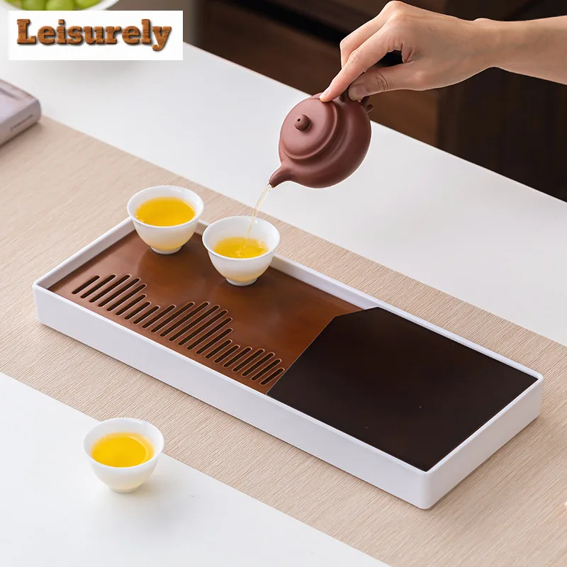 Walnut Color Bamboo Tea Tray With Water Storage Drainage Tea Table Tea Tray For Household Office Home Tea Set Accessory