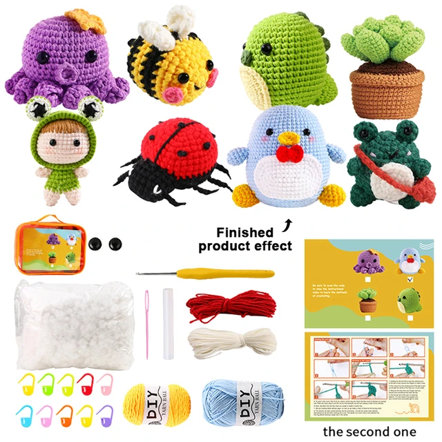 New DIY Crochet Kit for Beginners Animal Crochet Knitting Kits Cute Doll  Starter Pack Handmade DIY Craft Accessories For Women - AliExpress