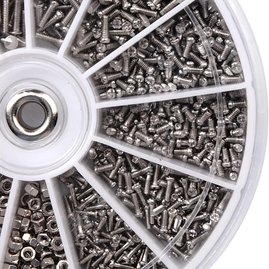 1000PCS M1 M1.2 M1.4 M1.6 stainless steel screw nut set classification set for glasses/mobile phone/watch
