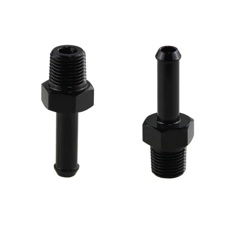 2PCS 1/8 NPT Male to AN4 Hose Barb Straight Aluminum Adapter Fitting Black