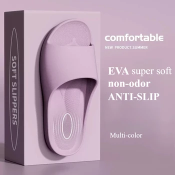 Couple Home Slippers Soft EVA Non-Slip Slides Lightweight Breathable Indoor Bathroom Shoes, Anti-Slip Platform For Men Women 1