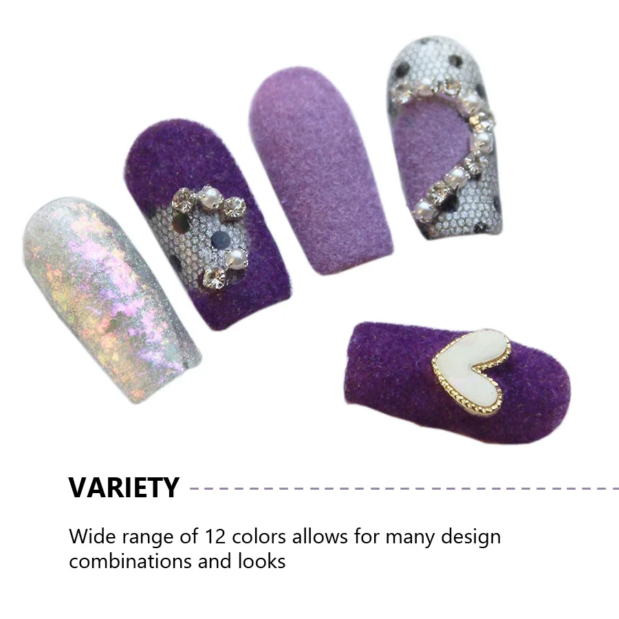 Nail Art Velvet Pigment Flocking Powder 12 Colors For Creative Nail Tips DIY Decoration Winter Nails