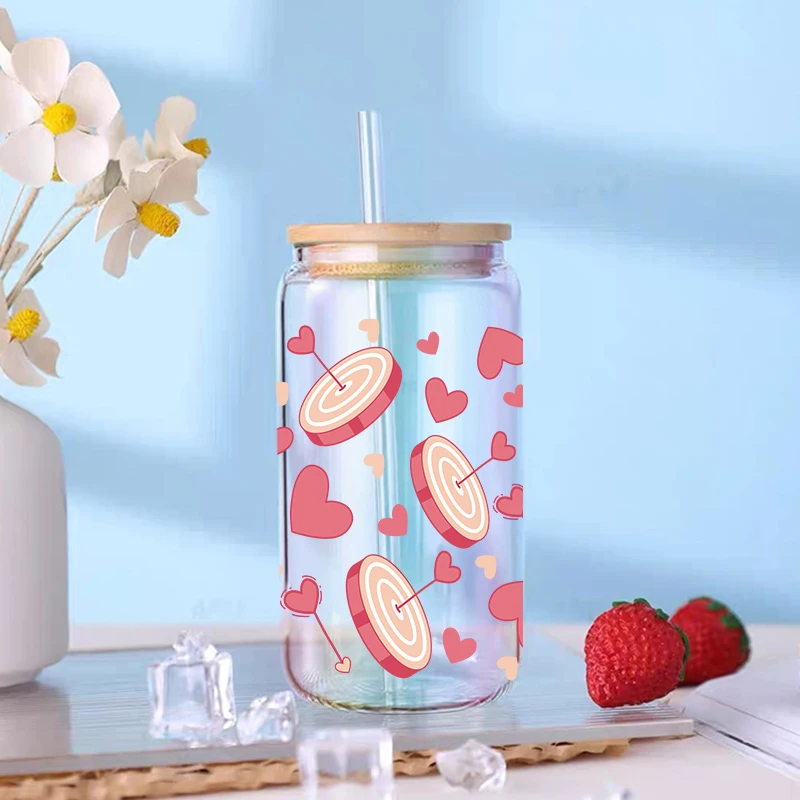 UV DTF Transfer Sticker Valentine's Day 16oz Libbey Glasses Wraps Bottles Cup Can DIY Waterproof Decals D26952