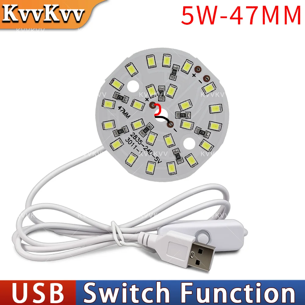 1Pcs SMD5730 LED 칩 광원 USB DC5V 5W 10W 링 비즈 모듈 DIY 1.5M 스위치 케이블 흰색 따뜻한 빛