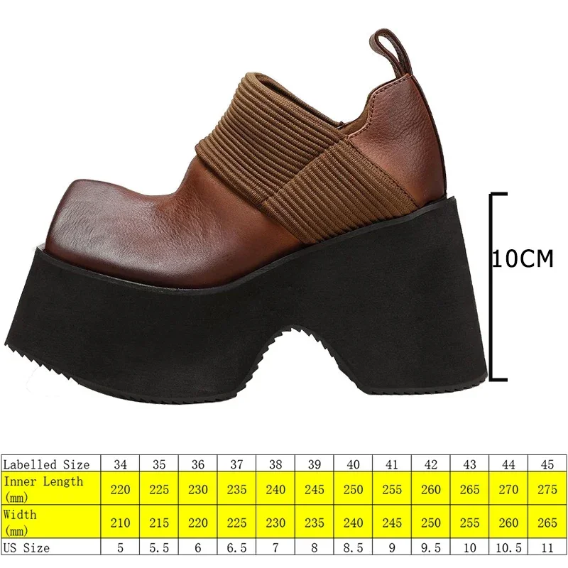 Fujin 10cm Women High Heels Ethnic Shoes Knitted Natural Genuine Leather Autumn Platform Wedge Moccasins Fashion Spring Pumps