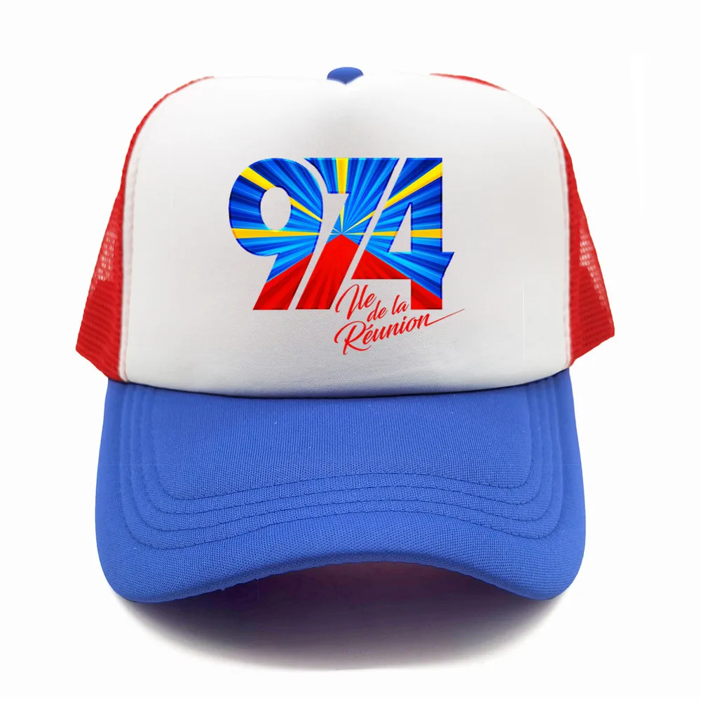 974 Reunion Island Trucker Cap for Women Men Reunionese Proud Baseball Caps Summer Mesh Net Outdoor Adjustable Fit Snapback Hat Gift