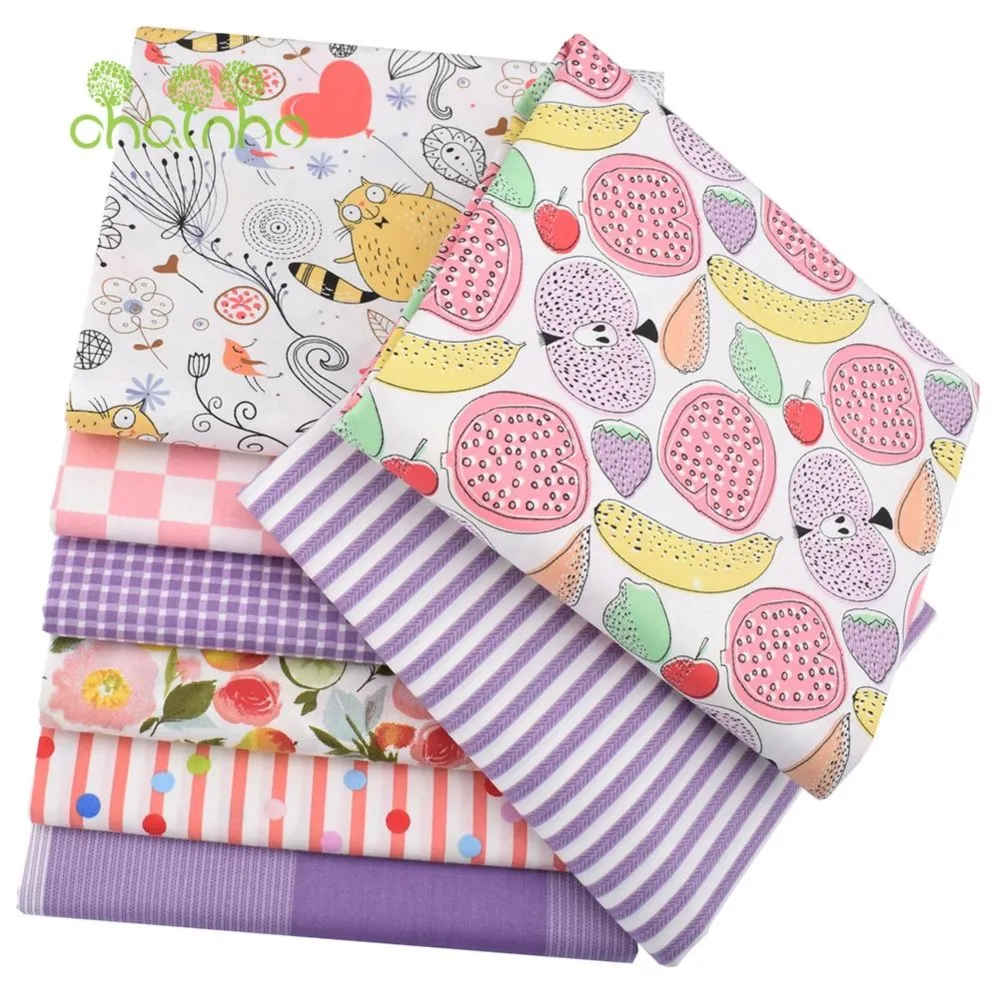 Chainho,Printed Twill Weave Cotton Fabric,DIY Sewing Quilting Material,Patchwork Cloth,8 Designs Cartoon Series,2 Sizes,15C380