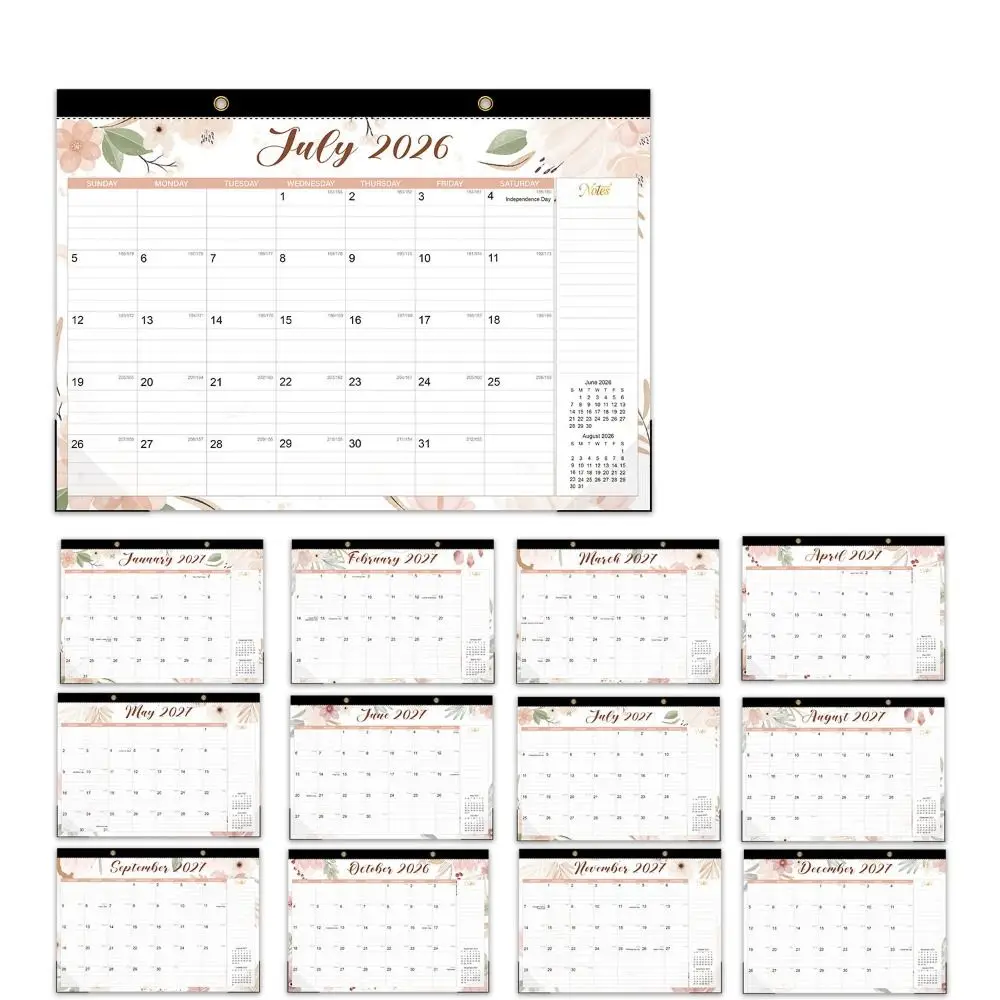 Pratico calendario da parete 2027 con foro per appendere, calendario da parete floreale creativo, elenco delle cose da fare, agenda per 18 mesi, decorazione per la casa - immagine 3