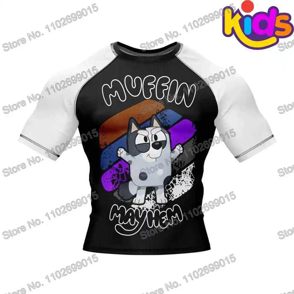 Kids Heeler Rollers Surf Clothing BJJ MMA Boys Rash Guard Short Sleeve Diving T-Shirt Tight Swimwear Summer Floatsuit Girls Tops