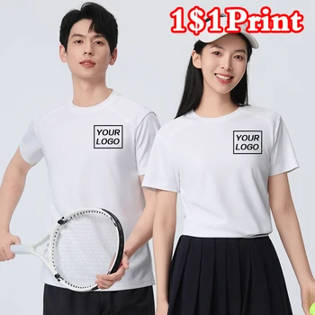 T-Shirt a Maniche Corte con Logo Personalizzato, Unisex, Sportiva, ad Asciugatura Rapida, Collo Tondo, Maglietta Culturale, Uniforme di Squadra con Ricamo