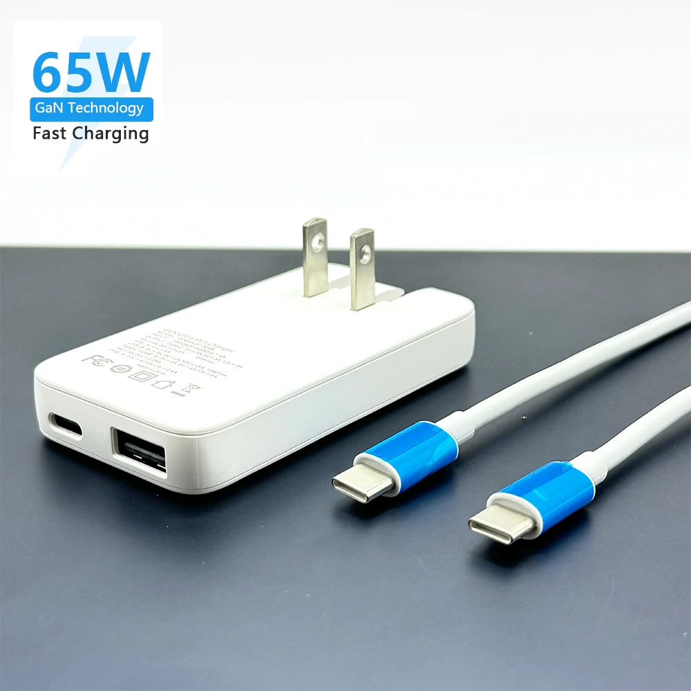 usb-type-c充電器gan-2ポート65w急速充電qc-30pd-30iphone-14-13macbook用