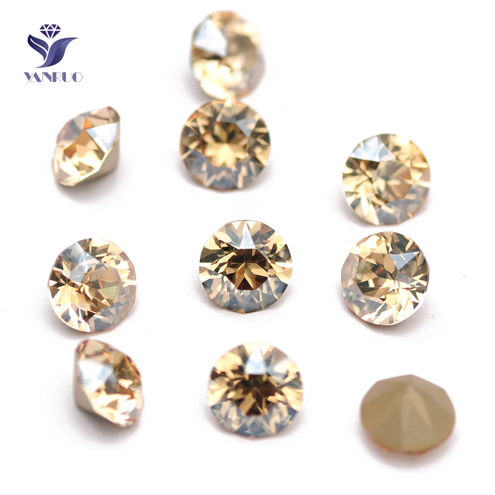 YANRUO 1088 Golden Shadow Fancy Rhinestones Chaton Cut Crystal Strass Jewelry Makeing Beads DIY Nail Art Decorations Accessories