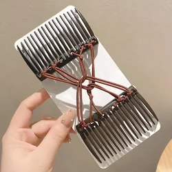 Vintage Black Elastic Hair Comb Clip for Women - Creative Korean Styling Headwear (New Brown)