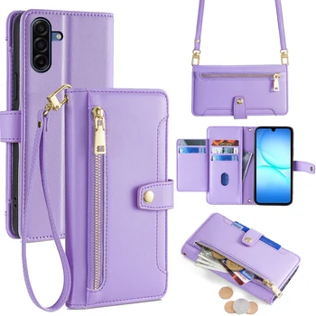 Zipper Wallet Phone Case for Samsung Galaxy A17 A07 A56 A36 A26 A16 Galaxy S25 Ultra Samsung S25 FE Plus S25Edge Phone Bag Strap 1