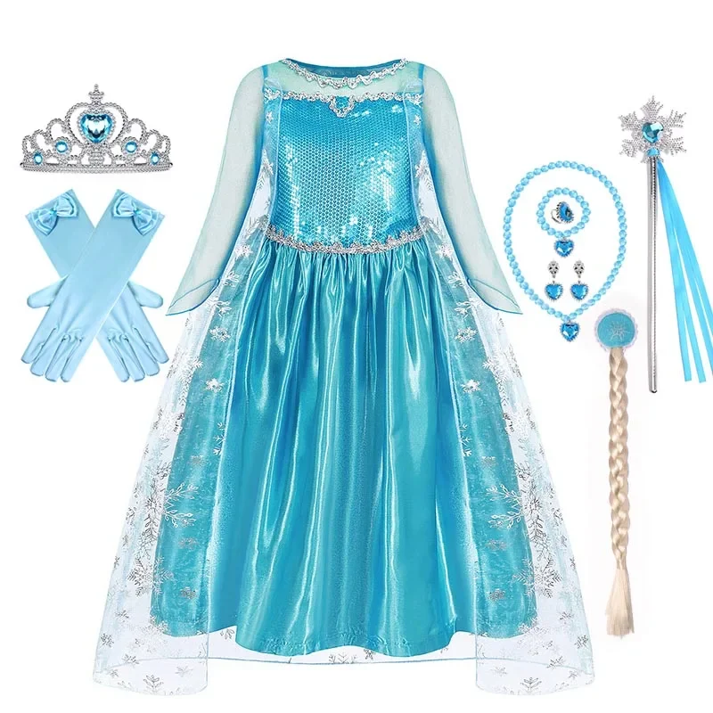Girls Princess Dress Kids Disney Cosplay Cinderella Snow White Aurora Rapunzel Halloween Costume Children Birthday Party Dresses