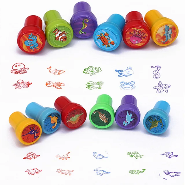 10pcs Stamps for Kids Self-ink Stamps Children Toy Stamps Cartoon Animal Panda Seal Scrapbooking DIY Painting Photo Album Decor 6