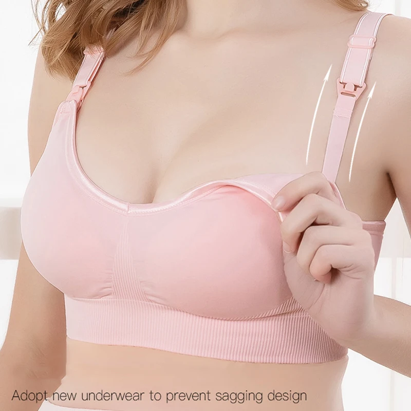 Wireless Maternity Bra Pregnant Women Seamless Prevent Sagging Breastfeeding Bras Push Up Breathable Front Open Nursing Bra Hot 5