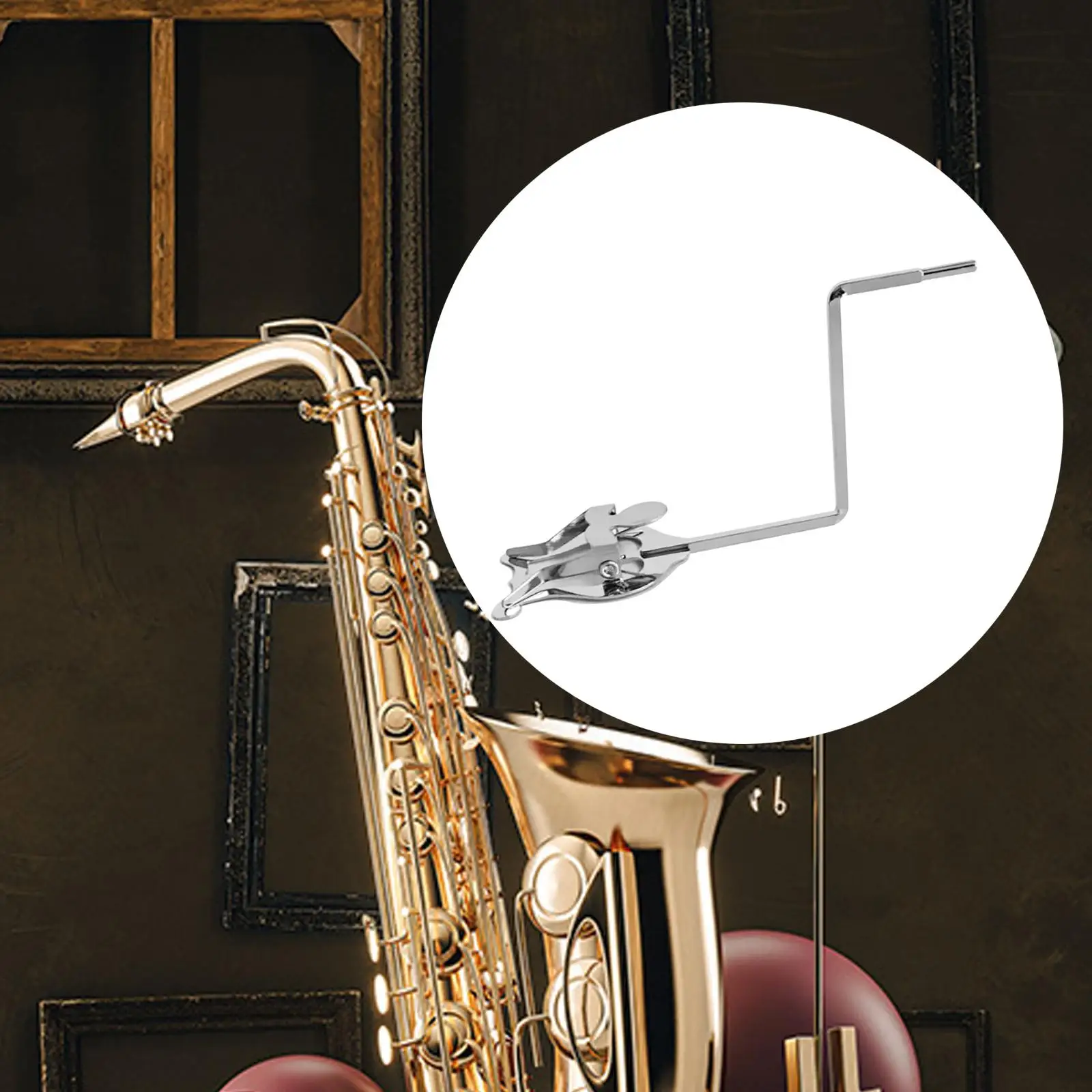 Sax Marching Clamp on Sax Clip Stand Metal Round Plug Sheet Music Clip Saxophone Marching Clip Holder for Alto Tenor Sax Lyre