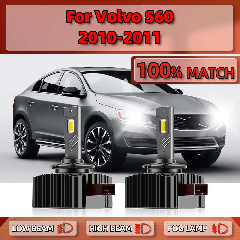 

25000LM 120W Canbus LED Headlights Bulbs 6000K White Car Xenon HID Lamps 12V 24V Plug And Play For Volvo S60 2010 2011