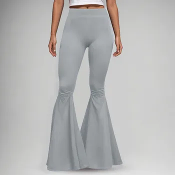 Tummy Control Leggings For Women Womens Plus Size Slim Elastic Solid Color High Waist Casual Flared Pants Woman Clothing