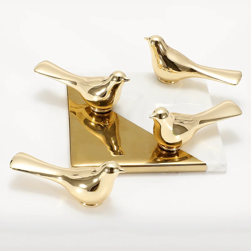 

Furniture Cabinet Door Handle Drawer Cupboard Wardrobe Kitchen Pull Knob Gold Pink Yellow Blue Bird Decoration Wall Hanging Hook