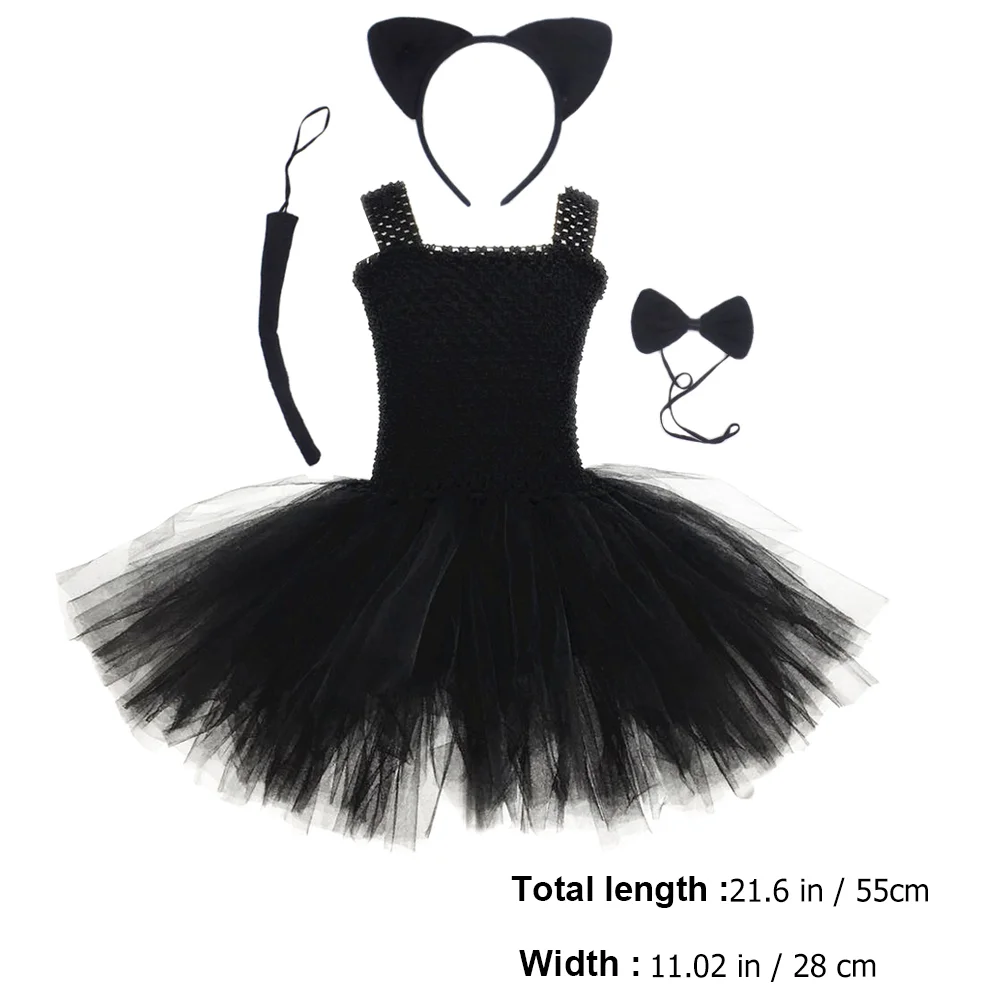 Cat Skirt Suit Halloween Tutu Kids Cosplay Dress Festival Costumes Performing Children's Kit Black Girl girls dress,princess costume