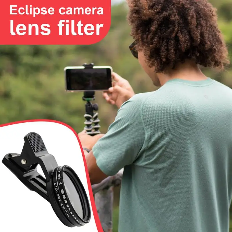 Solar Eclipses Camera Lens Filter Portable Ultra Thin 37mm Solar Eclipses Cell Phone Camera Lens Attachments with Aluminum Frame