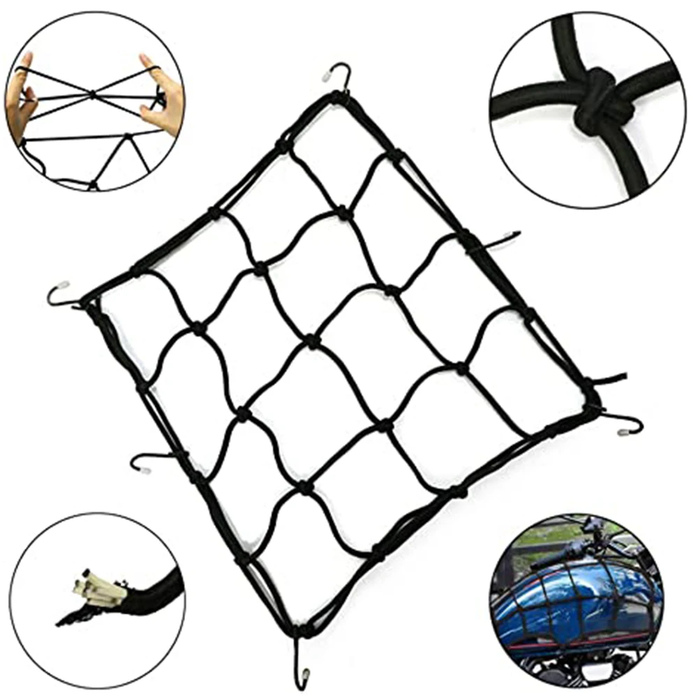 motorcycle protective gear Universal Motorcycle Luggage Net Bike 6 Hooks Hold Down Fuel Tank Motorbike Helmet Mesh Web Bungee Black Cargo Net Car Styling motorcycle protective gear