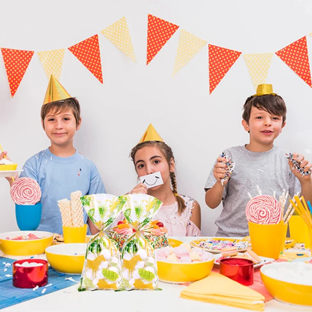 50 sztuk zwierząt wzór plastikowe torby cukierki torby do pakowania ciasteczek dzieci dżungla upominki na przyjęcie urodzinowe Safari Baby Shower torba 5