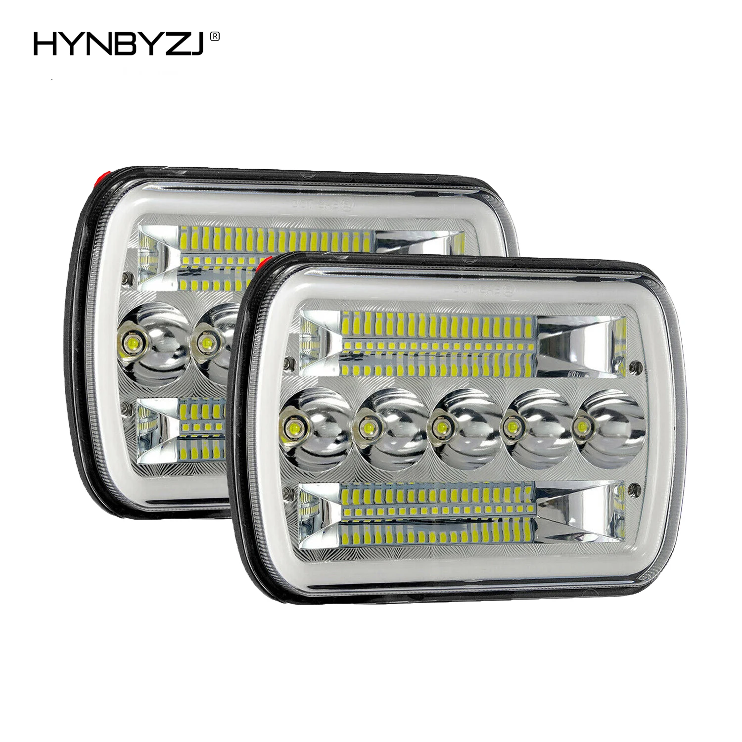 

5x7 7x6 Inch LED Rectangle Headlight Turn Signal High Low Beam H4 Plug Offroad LED Chips Headlight Replacement for Jeep