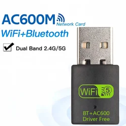 Enhanced Dual Band Wireless USB Adapter with Bluetooth Connectivity (600Mbps)