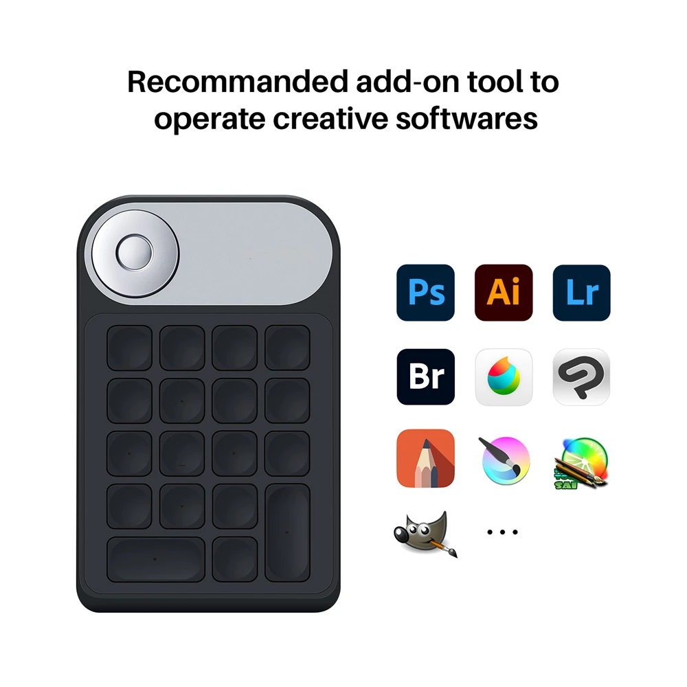 HUION KD100 용 미니 키보드, 그래픽 드로잉 태블릿용, 다기능 무선 디지털 키보드 키패드, 18 개의 단축키