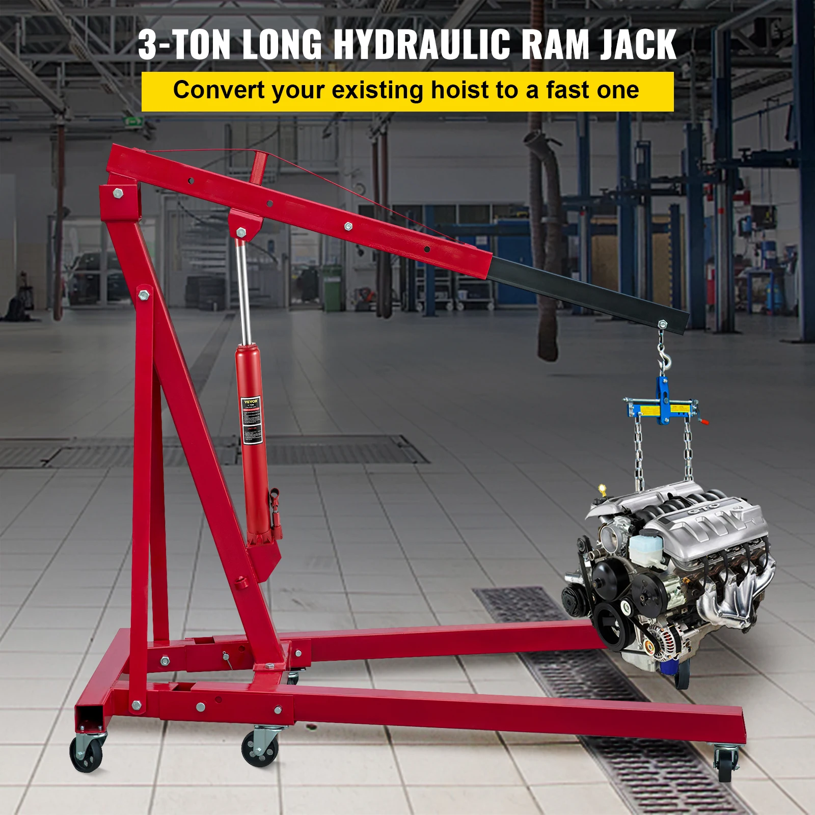 VEVOR Hydraulic Jack 3 /4/8/12 Ton Car Hydraulic Long Ram Jack Manual Engine Lift Hoist Cherry Picker Mechanical Workshop Tool 2