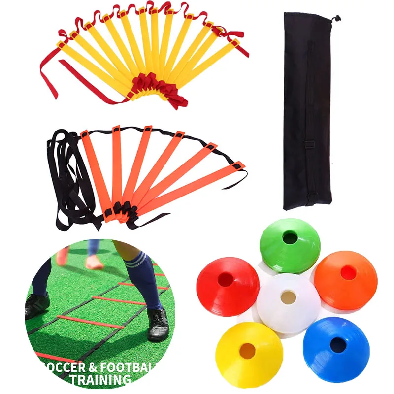 6M 12 Rung Soccer Speed Agility Ladder Set With 12PCS Cones Disc Football Feet Training Fitness Sport Agility Training Equipment