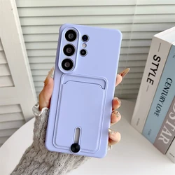 Soft Silicone Card Holder Wallet Case - Versatile Protective Cover - Galaxy S23 Ultra (Purple)