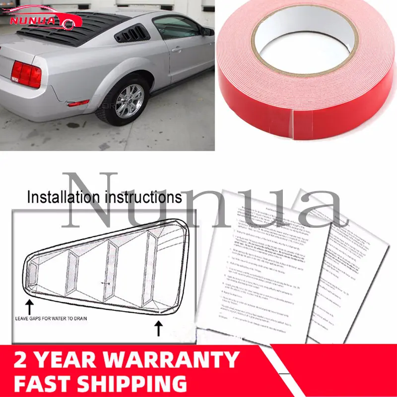 Profil Aérodynamique Persiennes Latérales – 2 Pièces Pour Ford Mustang Coupé 2005-2014 – ABS Noir