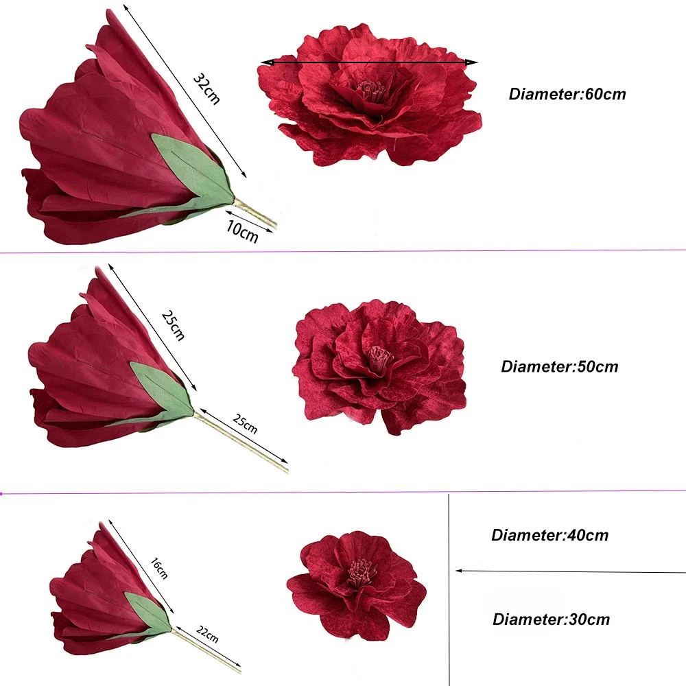 Elegant Oversized Red Rose Artificial Flowers for Special Occasions and Decor
