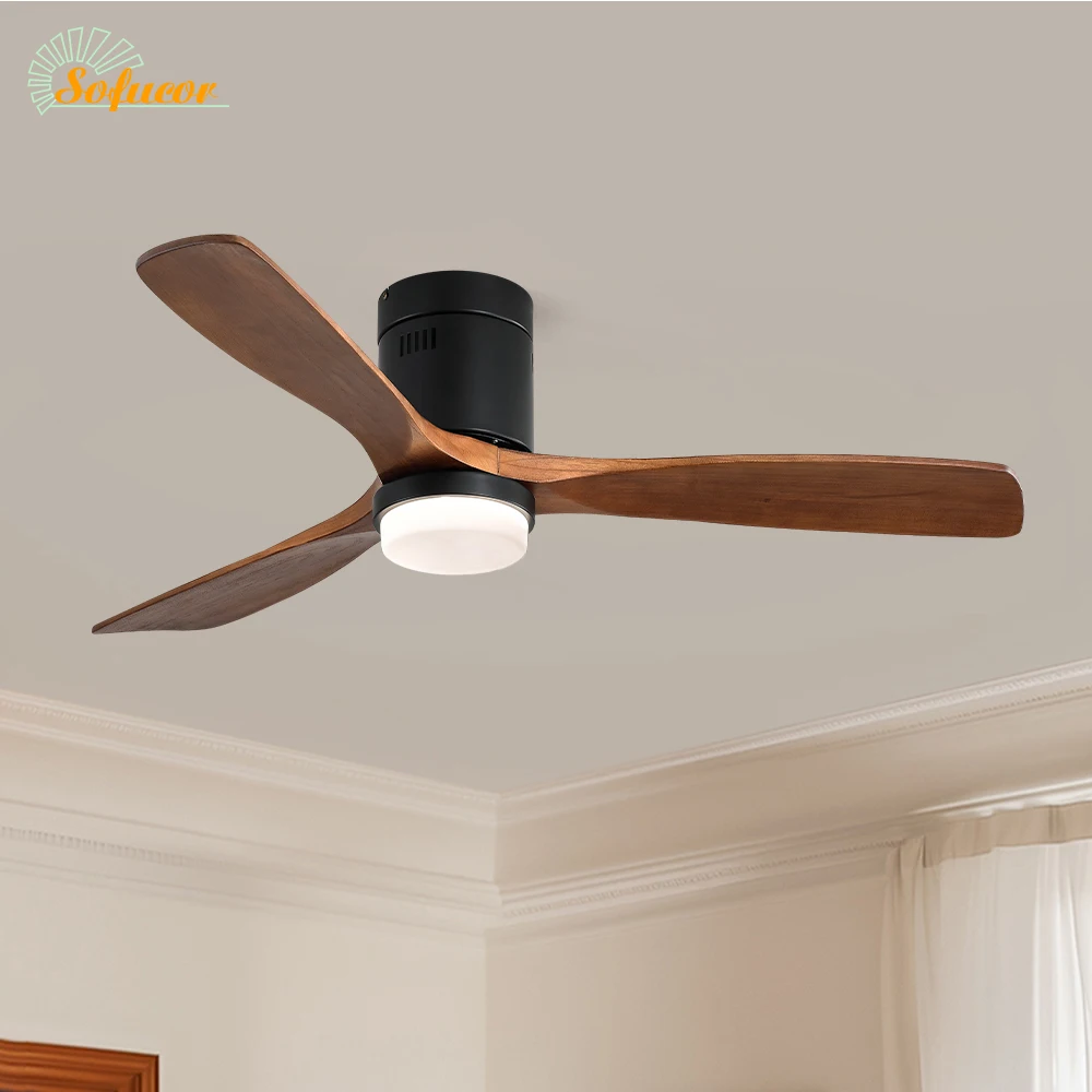 Sofucor Modern Low Profile Ventilador de techo de 52 pulgadas con LED DC 6 velocidades de alta velocidad del viento con control remoto