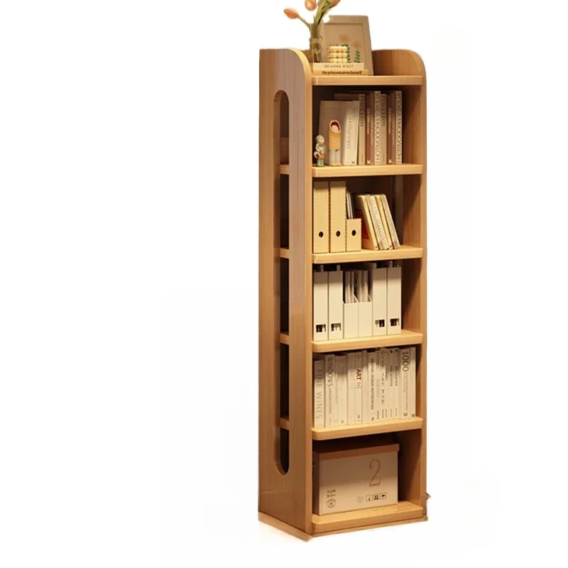Solid wood bookshelf Floor shelf Against wall Corner locker Simple children's bookcase