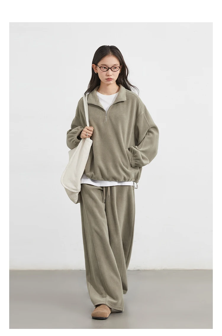 CHIC VEN Women Sweatsuit Loose Casual New Granular Velvet Stand Collar Female Top Pants Set for Woman Sport Autumn Winter 2025 Image 16