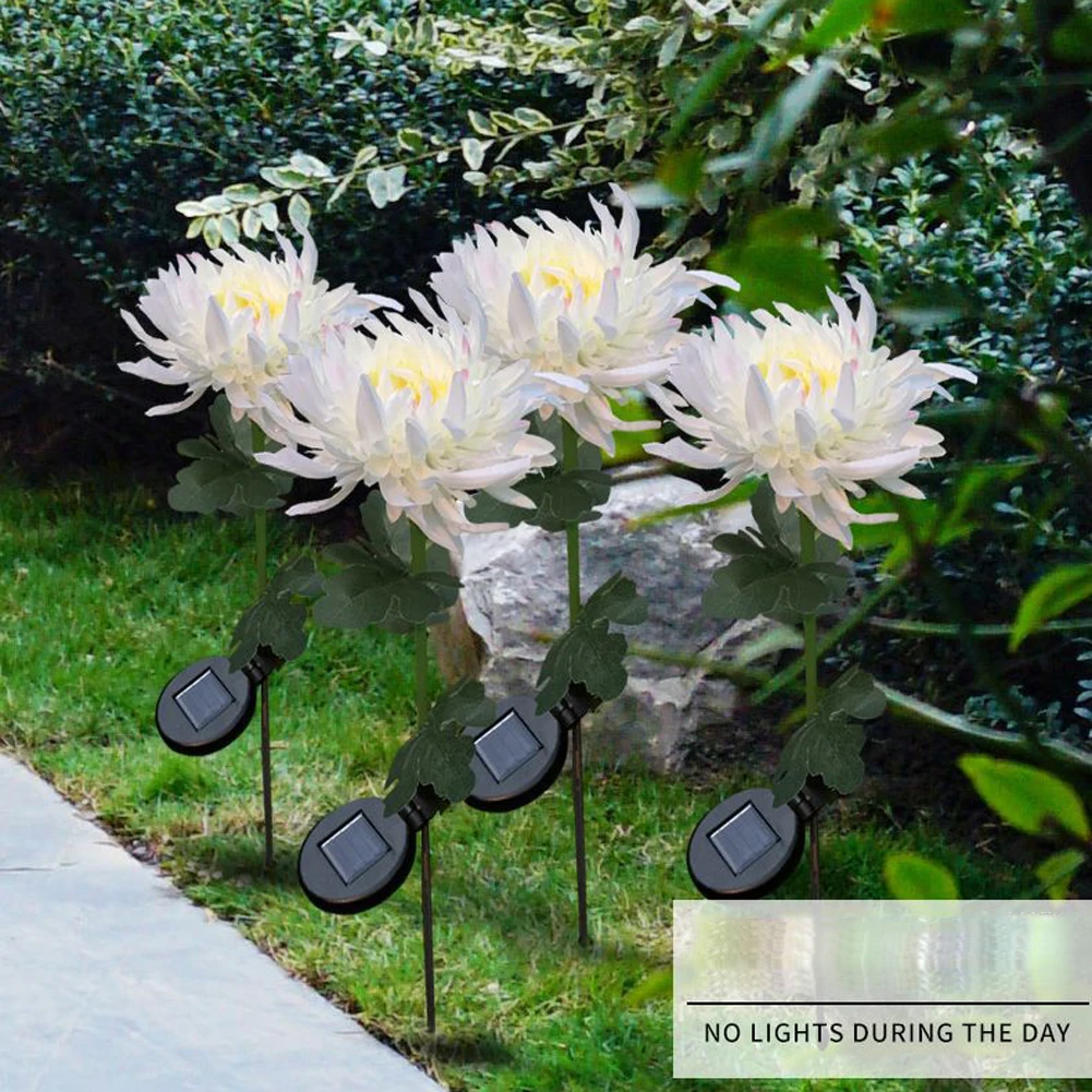 Solar Powered White LED Flower Lamp for Lawn Garden Decor