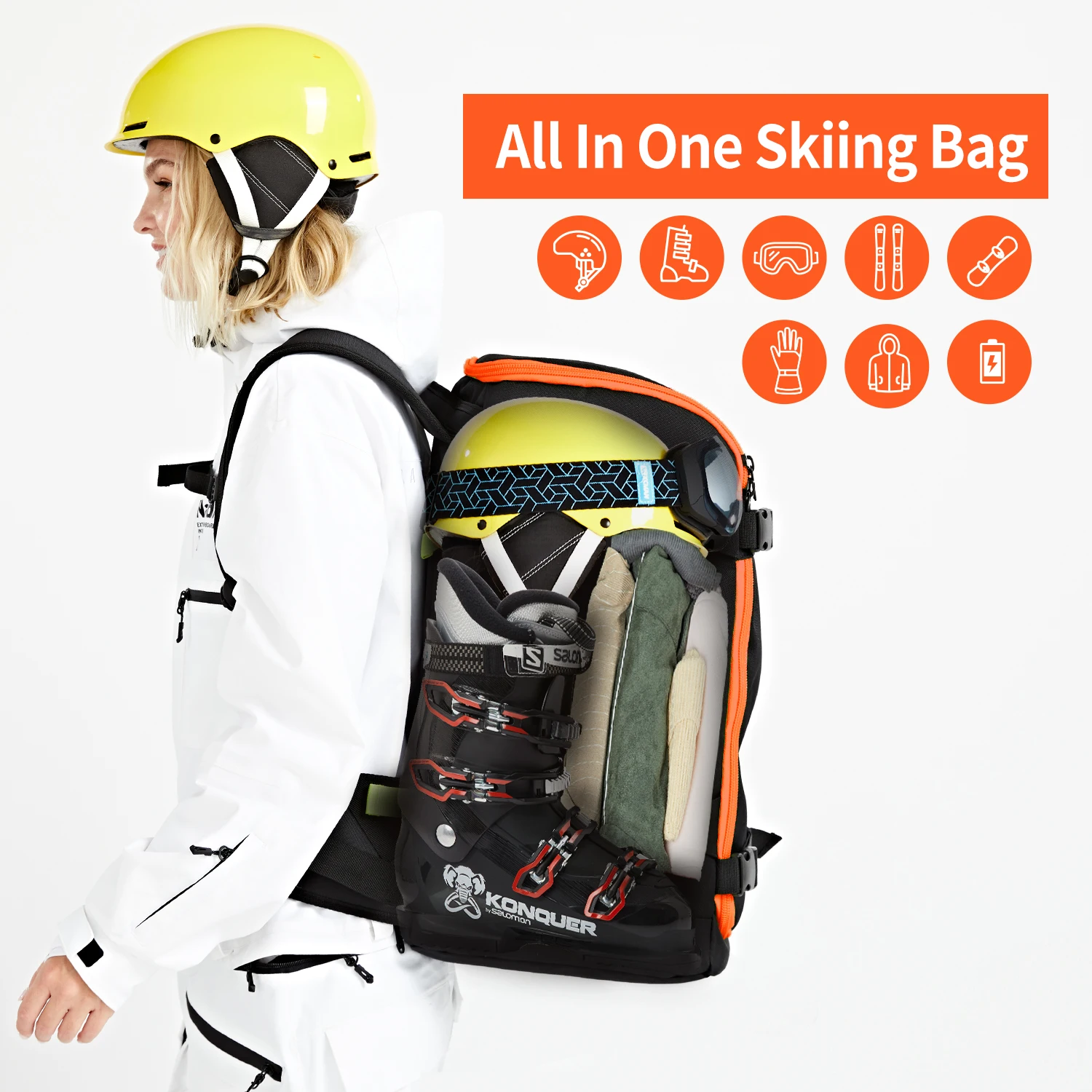 Xcman Ski Snowboard Backpack Bag For Flying Air Travel Stores Helmet,usb Port 50l - Snowboards Skis - AliExpress